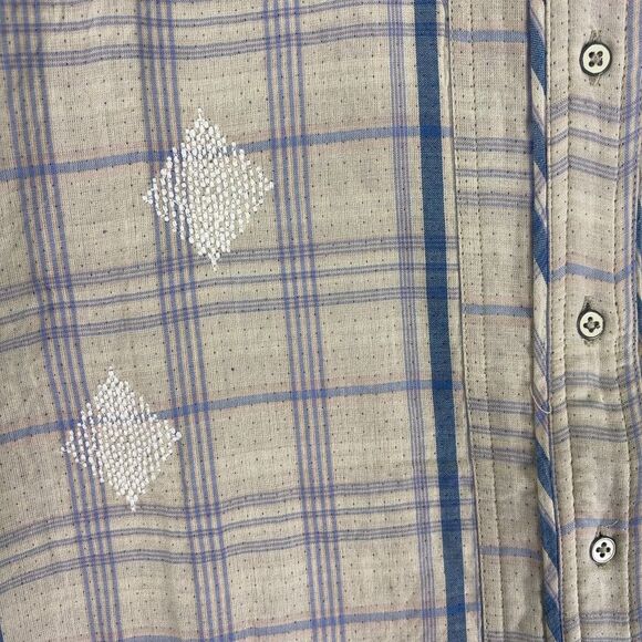 We The Free Blue Plaid Sashiko Flannel Shirt with Floral Embroidery M - Picture 3 of 7